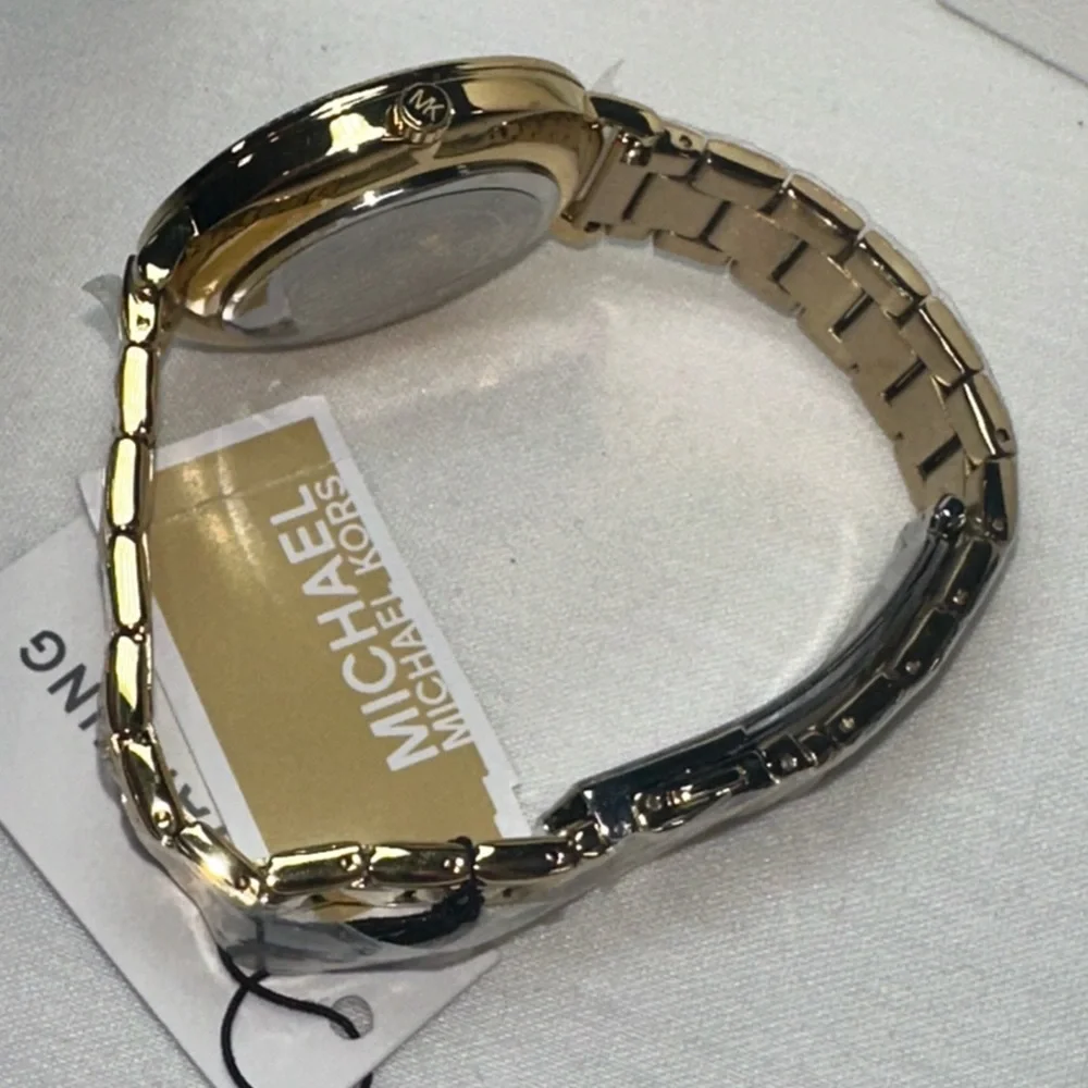 Michael Kors Pyper Three Hand Gold Tone Bracelet Watch White 38mm MK4666